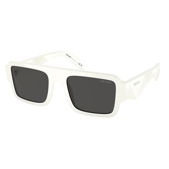 Prada PR A05S 17K08Z White Acetate Rectangle Sunglasses Grey Solid Color Lens - Picture 1 of 1